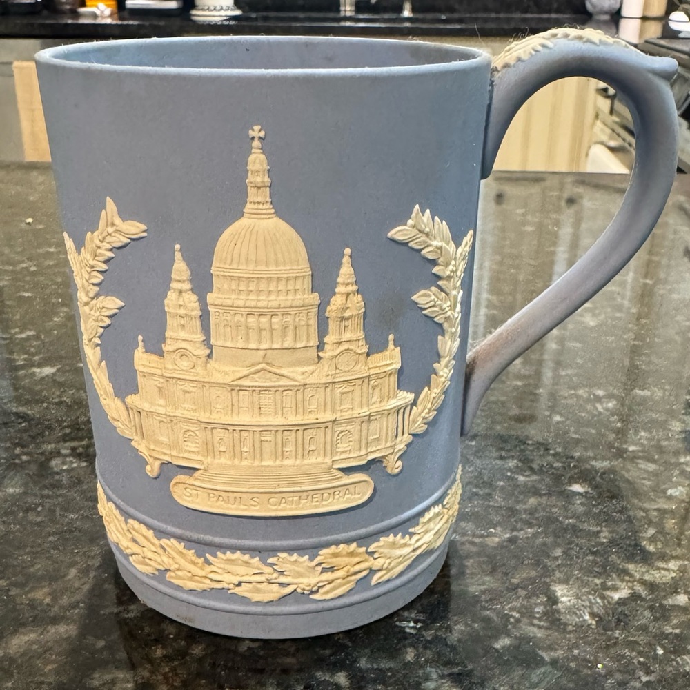 Wedgwood Blue and Cream Cathedral Motif Mug
